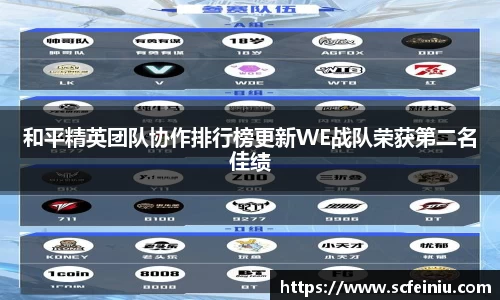 和平精英团队协作排行榜更新WE战队荣获第二名佳绩